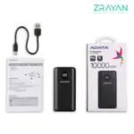 زد رایان پاوربانک ای دیتا مدل P10000QCD ظرفیت 10000 میلی آمپر ساعت